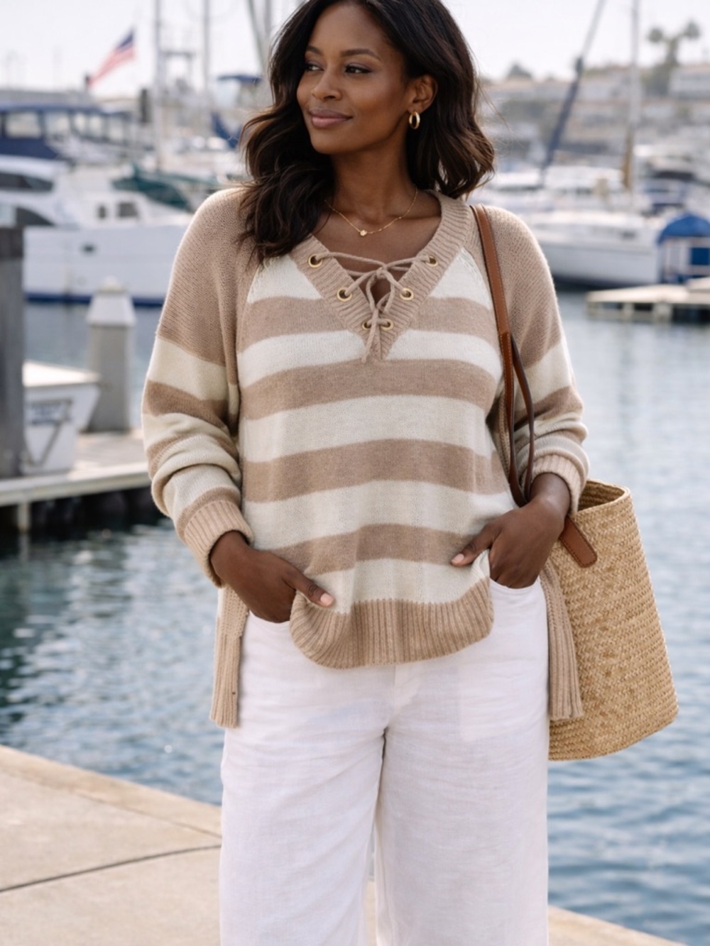 CALVIN KLEIN‎ Striped Nautical Knit Summer Sweater Sz XL